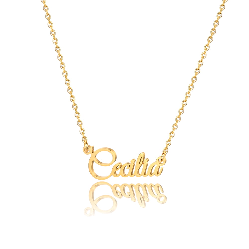 Cecilia Name Necklace Personalized Gold Plated Custom Name Necklace Charm Jewelry Gift for Women