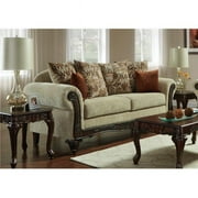 Cecilia Ornate Carved Wood Sofa, Beige