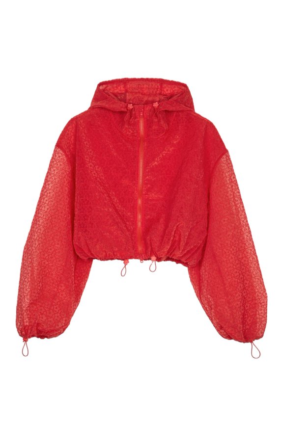 Cropped Floral Embroidered Blouson Jacket With Ruffled Features (Women's)