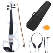 Cecilio 4/4 CEVN-2W Solidwood Pearl White Electric/Silent Violin with Ebony Fittings-Full Size