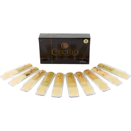 Cecilio Alto Saxophone Reeds, 10-pack with Individual Plastic Case, Strength 2.0