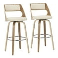 thumbnail image 1 of Cecina 30'' Mid-Century Modern Fixed Height Barstool With Swivel In Zebra And Cream Faux Leather - Set Of 2, 1 of 7