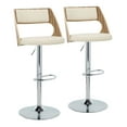 thumbnail image 1 of Cecina Mid-Century Modern Adjustable Height Barstool with Swivel in Chrome Metal, Zebra Wood, and Cream Faux Leather with Oval Footrest by LumiSource - Set of 2, 1 of 3