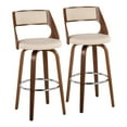 thumbnail image 1 of Cecina Mid-Century Modern Barstool With Swivel In Walnut And Cream Faux Leather - Set Of 2, 1 of 8