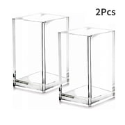 Cecolic 2pcs Acrylic Pen Holder Pencil Cup Desk Accessories Holder,Makeup Brush Storage Organizer for Office School Home Supplies
