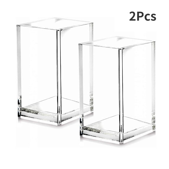 Cecolic 2pcs Acrylic Pen Holder Pencil Cup Desk Accessories Holder,Makeup Brush Storage Organizer for Office School Home Supplies