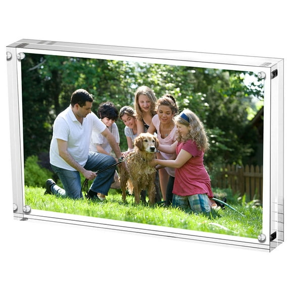 Cecolic Acrylic Frame, 3.5x5 Inch Acrylic Picture Frame Horizontal Magnet Double Sided Photo Frame with Microfiber Cloth