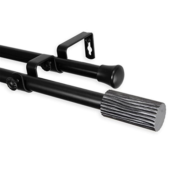 Cedar 13/16" Double Curtain Rod-Color:Black,Size:120-170"