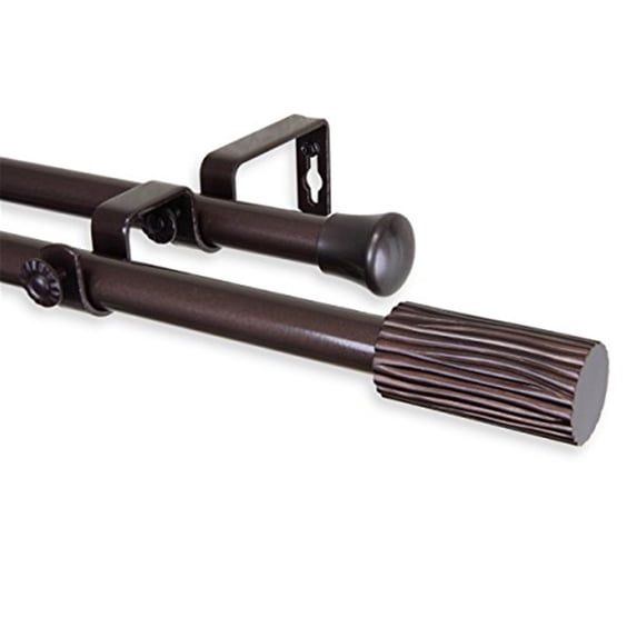 Cedar 13/16" Double Curtain Rod-Color:Cocoa,Size:120-170"