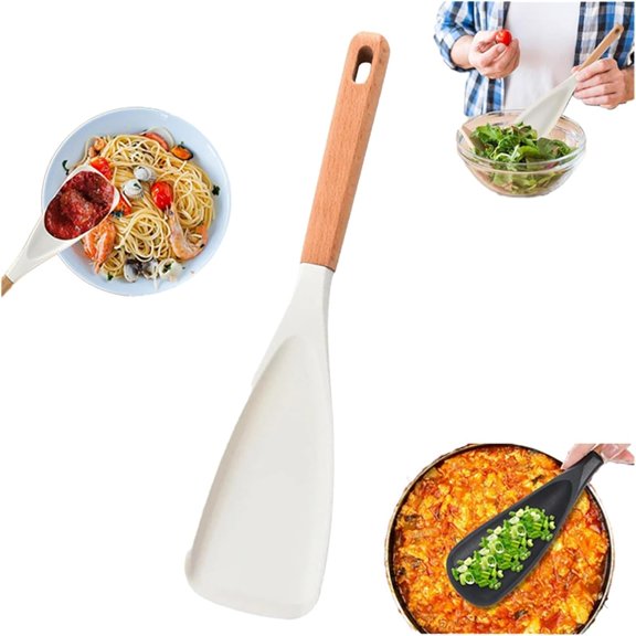 Cedar And Ash Spoon, Cedar And Ash Spoonula, Multifunction Spatula Cooking Spoon, 3 In 1 Spatula Spoons Silicone For Stirring, Scooping & Serving(White-1pc)