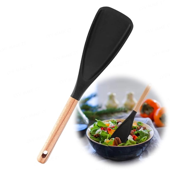 Cedar and Ash Spoonula, Multifunction Spatula Cooking Spoon,Non stick Flat Serving Spoons, Heat Resistant Kitchen Cucharras for Mixing, Stiring, Scooping, Scraping, Basting,1PCS