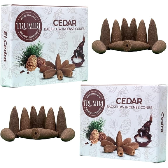 Cedar Backflow Incense Cones - Total 20 Incense Cones Waterfall - Dual Pack of 10 Incense Backflow Cones - Waterfall Incense Cones - Incense Waterfall Cones