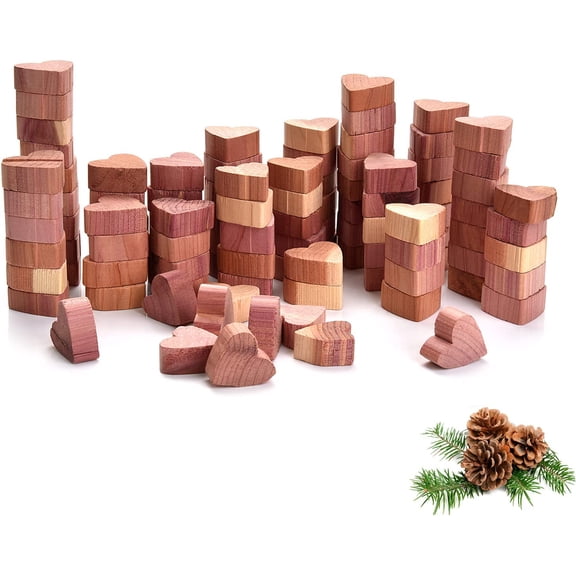 Cedar Blocks, 100 Pack, Natural Moth Repellent for Cupboards & Drawers