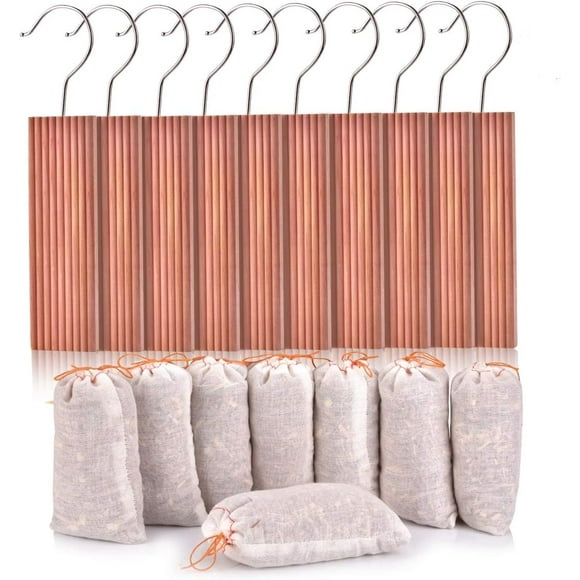 Cedar Blocks, Cedar Hang Ups for Clothes Storage, Cedar Sachets for for Closets and Drawers, Fresh Scent Ceder Wood, 18 Pack