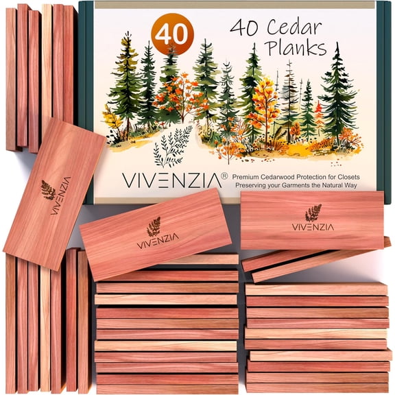 Cedar Blocks for Closet (Hang-ups, Planks & Balls) - Cedar for Closets, Natural Closet Smell Eliminator, Natural Closet Deodorizer, Drawer Fresheners for Dresser. (40 Planks)