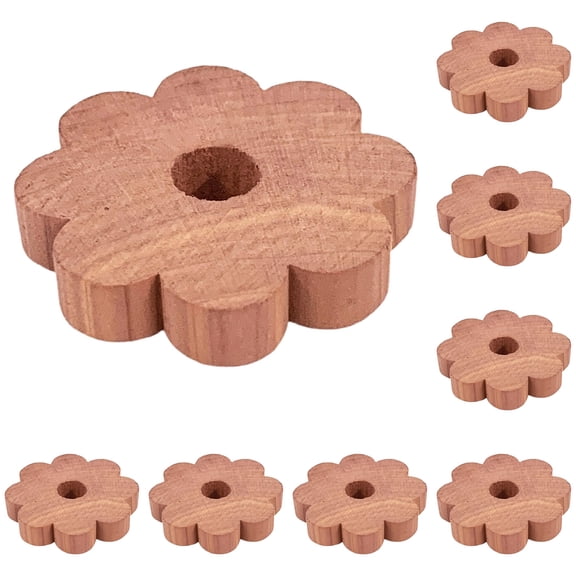 Cedar Blocks for Clothes Storage,10Pcs Red Natural Cedar Rings Moisture-Proof Cedar Wood Hanger Rings Wardrobe & Drawer Freshener for Closet Storage & Shoe Cabinet