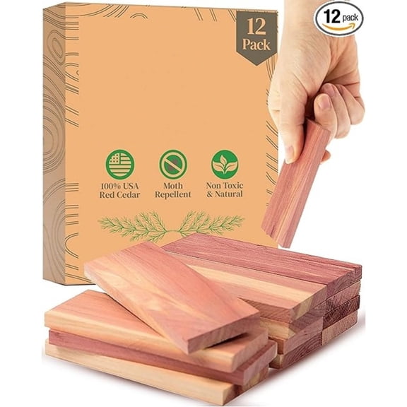 Cedar Blocks for Clothes Storage, Closets and Drawers - Moth Balls Alternative for Clothes Storage - Moth Repellant and Keep Clothes Smelling Fresh - 12 Pack