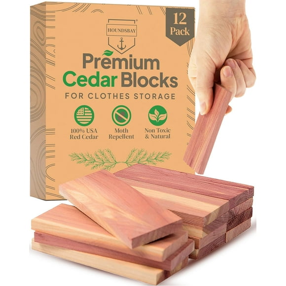 Cedar Blocks for Clothes Storage, Closets and Drawers - All Natural Moth Balls Alternative for Clothes Storage - Moth Repellant and Keep Clothes Smelling Fresh - 12 Pack