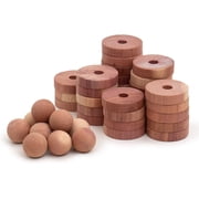 Cedar Blocks for Clothes Storage 100% Aromatic Red Cedar Rings 20Pcs & Cedar Balls 10Pcs