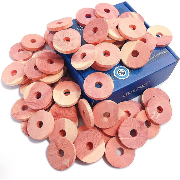 Cedar Blocks for Clothes Storage 100% Natural Aromatic Red Cedar Rings 54Pcs Protection for Wardrobes Closets and Drawers
