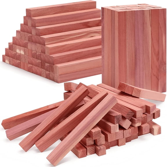 Cedar Blocks for Clothes Storage, 100Pcs Cedar Sticks, Aromatic Red Cedar Wood Chips, Cedar Planks for Closets, Drawers, Wardrobe