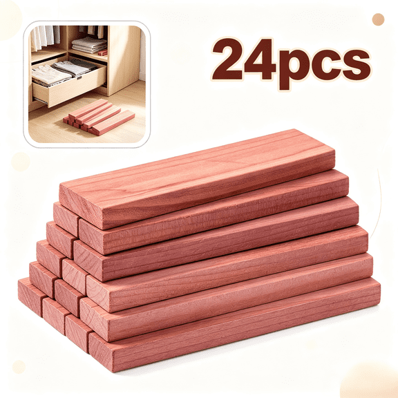 Cedar Blocks for Clothes Storage, 24 Pack 100% Natura Cedars Wood for Closets,Cedars Planks with Sandpaper,Cedar Chips for Closets and Drawers