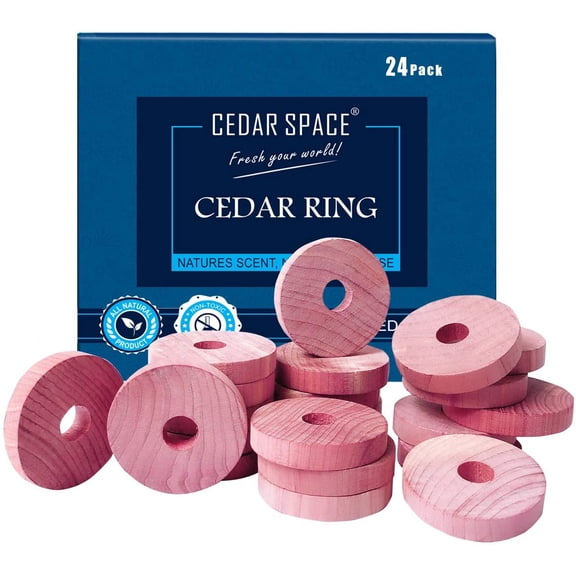 Cedar Blocks for Clothes Storage  24 Pcs 100% Natural Cedar Rings | Wardrobe & Drawer Freshener for Closet Storage