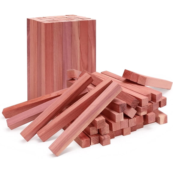 Cedar Blocks for Clothes Storage, 50Pcs Cedar Sticks, Aromatic Red Cedar Wood Chips, Cedar Planks for Closets, Drawers, Wardrobe