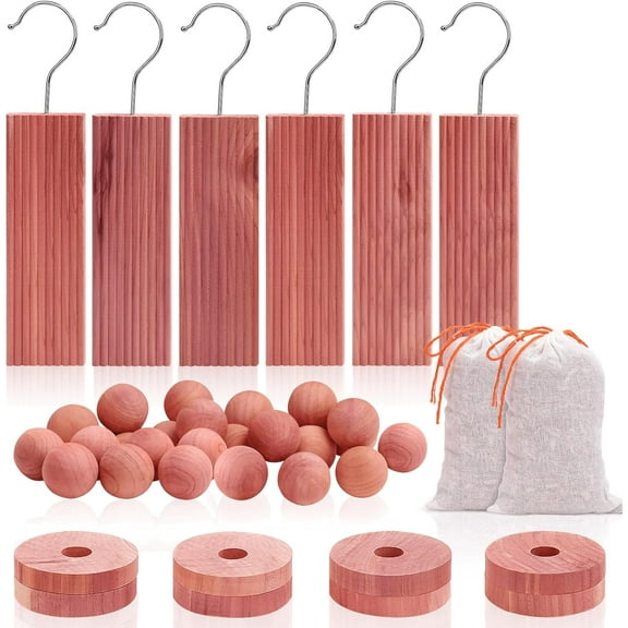 Cedar Blocks for Clothes Storage, Cedar Wood Chips and Balls for Closets and Drawers, Fresh Scented Sachets, 40 Pack