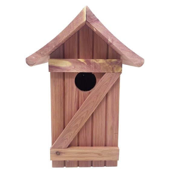Valley Splendor Cedar Bluebird House - Rustic Lodge Style, Hinged Door - Compact, Brown