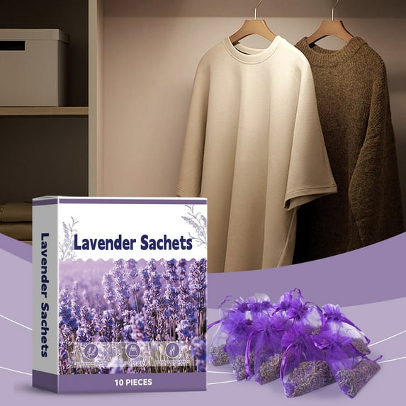 Cedar Chips and Lavender Sachets (10 Pack) - Stop Clothes Damage - Cedar and Lavendar Home Fragrance Sachets for Drawers and Closets