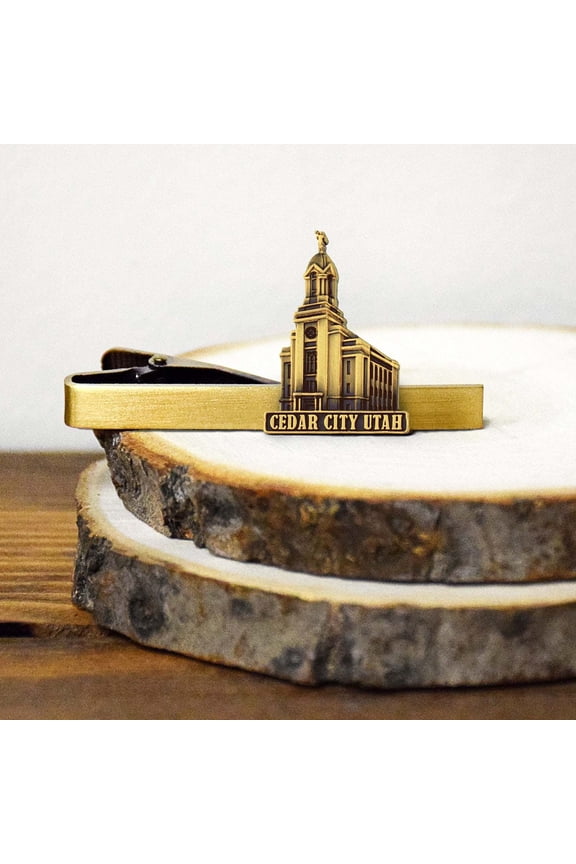 Cedar City Utah Antique Gold Temple Tieclip by Ringmasters