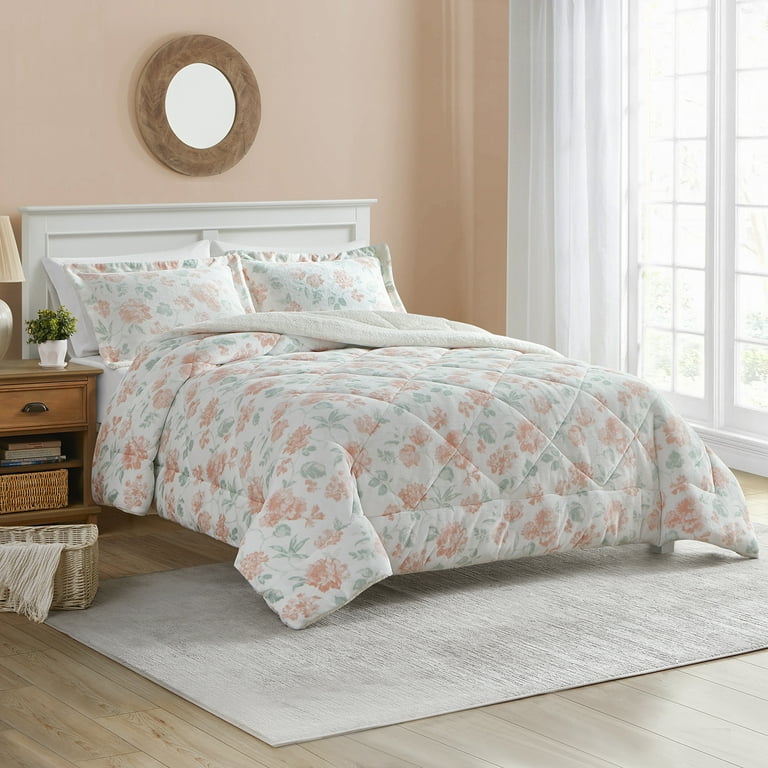 Cedar Court Blossom Pink 3-Piece Ultra Plush/Sherpa Comforter Set