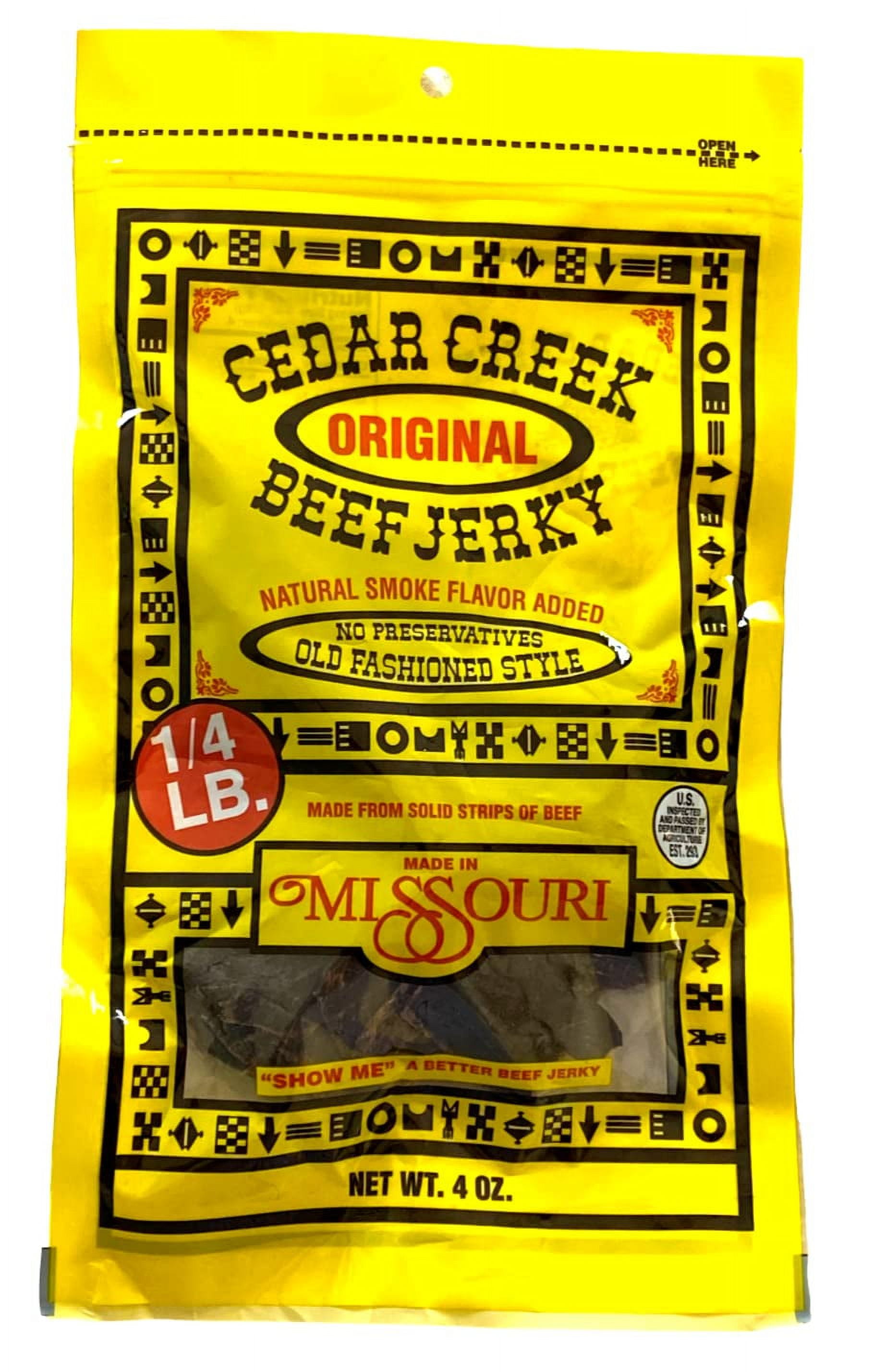 Cedar Creek Beef Jerky, YPF5 AirDried Thinly Sliced, 4oz Pack, No