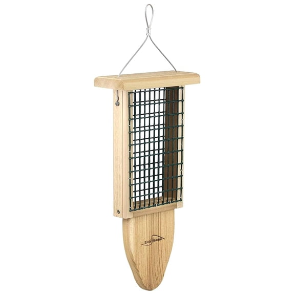 Cedar Double Suet Cake Tail Prop Suet Feeder with Hanging Cable