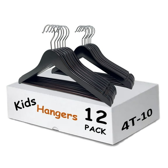 Cedar Elements - Baby/Toddler/Children Wooden Hangers (12 Pack) for Kids Clothes NB-4T ; Perfect for Nursery Organizers and Closet Storage (Baby/Toddler Hangers NB-4T, Espresso Wood)
