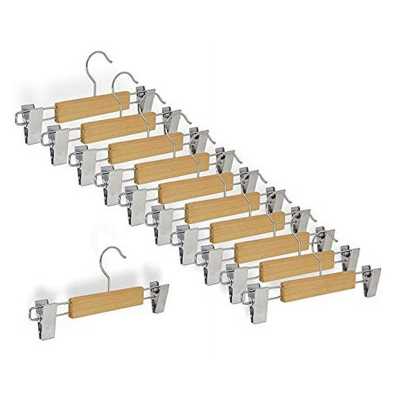 Cedar Elements - Baby/Toddler/Children Wooden Hangers (12 Pack) for Kids Clothes NB-4T ; Perfect for Nursery Organizers and Closet Storage (Kids Pant Hangers NB-10, Natural Wood)