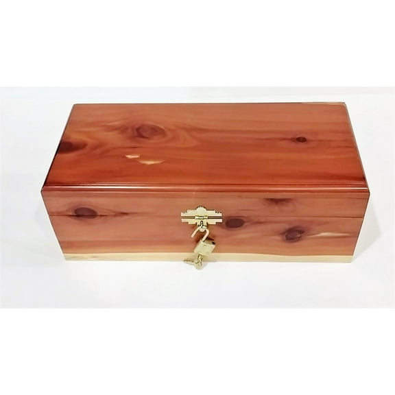 Cedar Essence Keepsake or Memory Box 12" L x 5.5" W x 4.25" H NO Stamp with Lock & Key (Large)