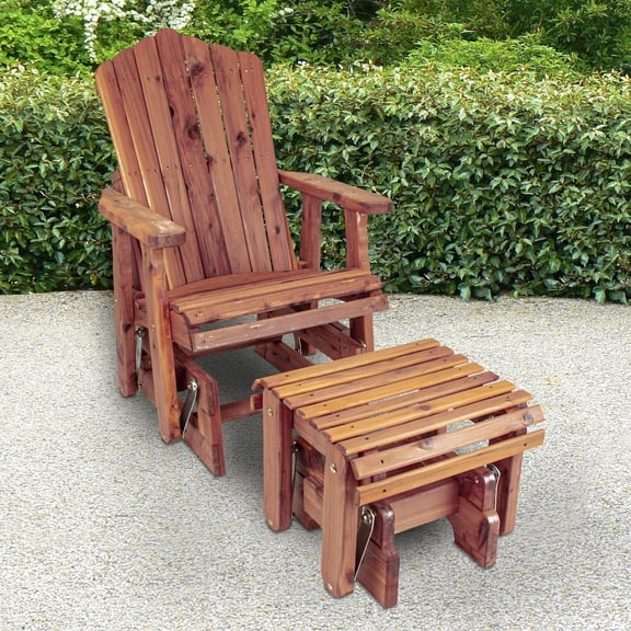 Cedar Glider & Ottoman Set - Comfortable Outdoor Patio Furniture