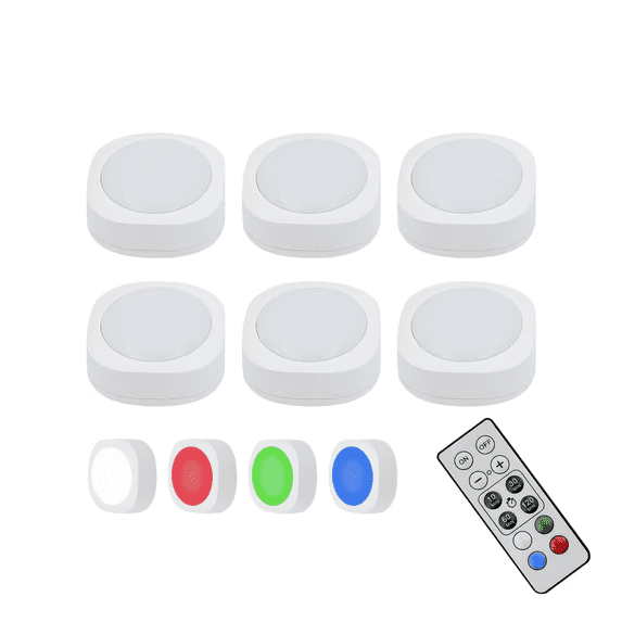 Cedar Hill Tap Light,LED Puck Lights 100 Lumens with Remote Control,Wireless Touch Light Under Cabinet,Night Light for Closet, Bedroom, Wall, Classroom