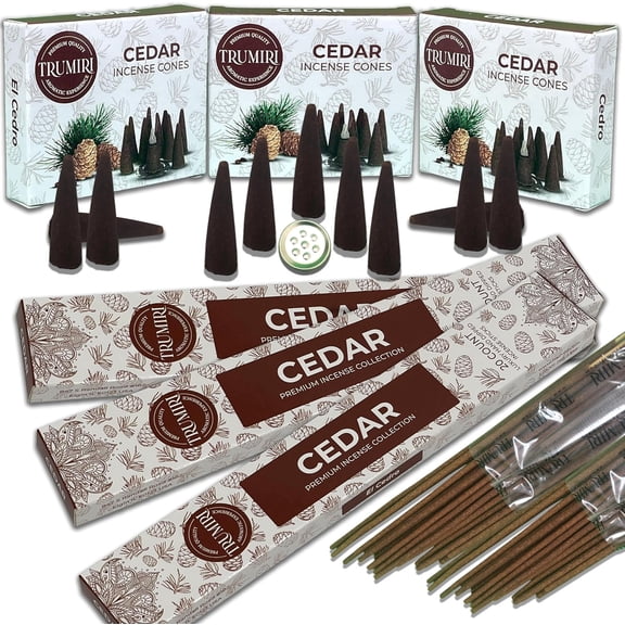 Cedar Incense Sticks & Incense Cones Combo Pack - 60 Insence-Sticks + 30 Insence Cones - Inscense - Incense Cones Scented - Insents