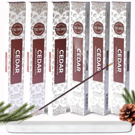 Cedar Incense Sticks - Total 120 Insence-Sticks - 6 Packs of 20 Insense - Inciensos - Inscents - Natural Non Toxic Ingredients - Incents - Incence - Inscense - Insents