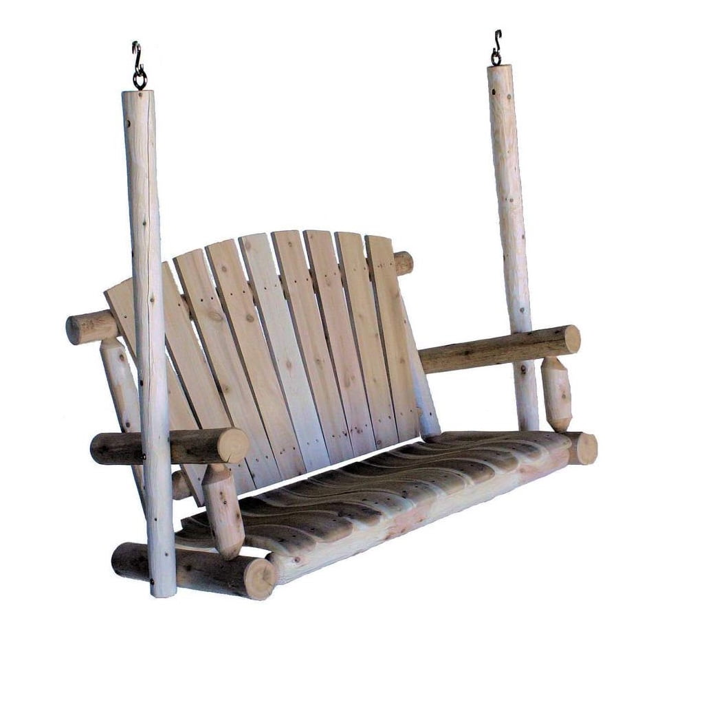 Natural Unfinished Cedar Wood 4-Foot Rustic Porch Swing
