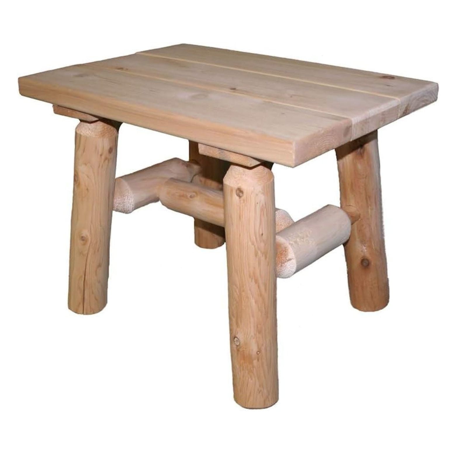 Modern Light Brown Wood Rectangular Side Table