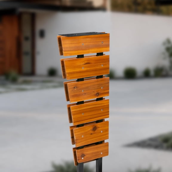 Cedar & Metal Mailbox Post Kit - Wood Slats, In Ground Frame