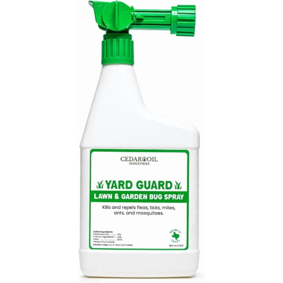 Yard Guard by Cedar Oil Industries Non toxic Kill and Repel Pest Control Spray with Hose End Sprayer, 32 fl oz
