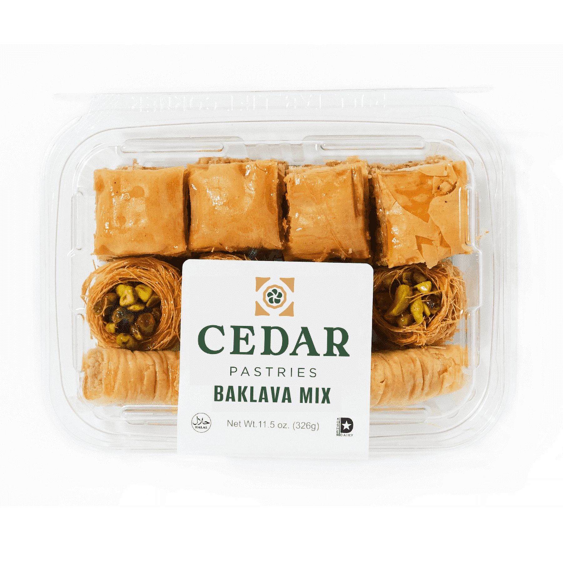Cedar Pastries 12pc Baklava On-The-Go Variety Pack with Pistachios, Cashews, Walnuts, and Almonds - Kosher, Halal Certified