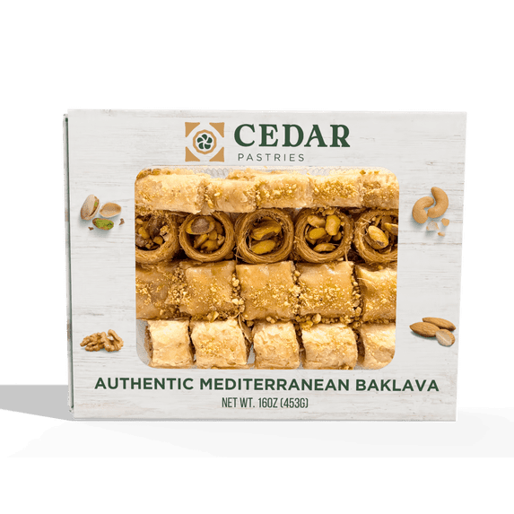 Cedar Pastries Mediterranean Baklava 16 oz Pistachio, Cashew & Walnut ...