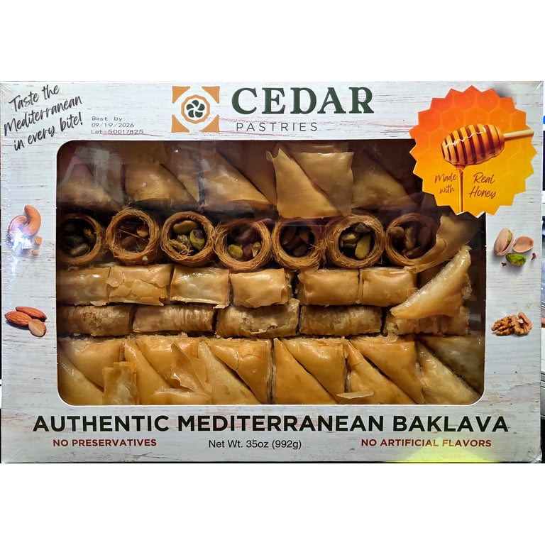 菓子 Authentic Mediterranean Baklava 35oz Cedar Pastries Authentic Mediterranean Pastries Baklava with Honey