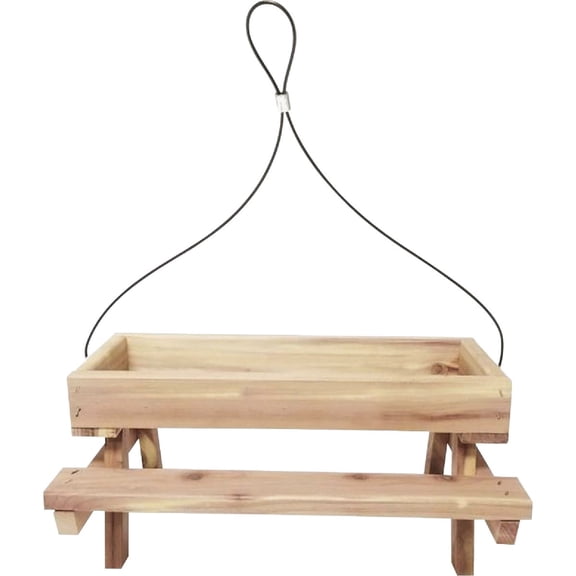Valley Splendor Cedar Picnic Table Bird Feeder - Platform Feeder, Hanging - Made in USA